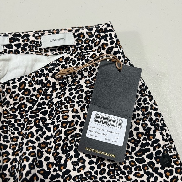 🆕 Scotch & Soda Maison Route 22 Slim Chino Fit Animal Leopard Print Pant 24/30 - Picture 5 of 14